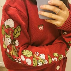 Carmico Red Strawberry Sweater | Size M | Never Worn